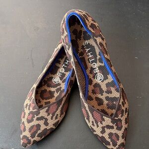 Rothy's Leopard Print Flats with Blue Trim